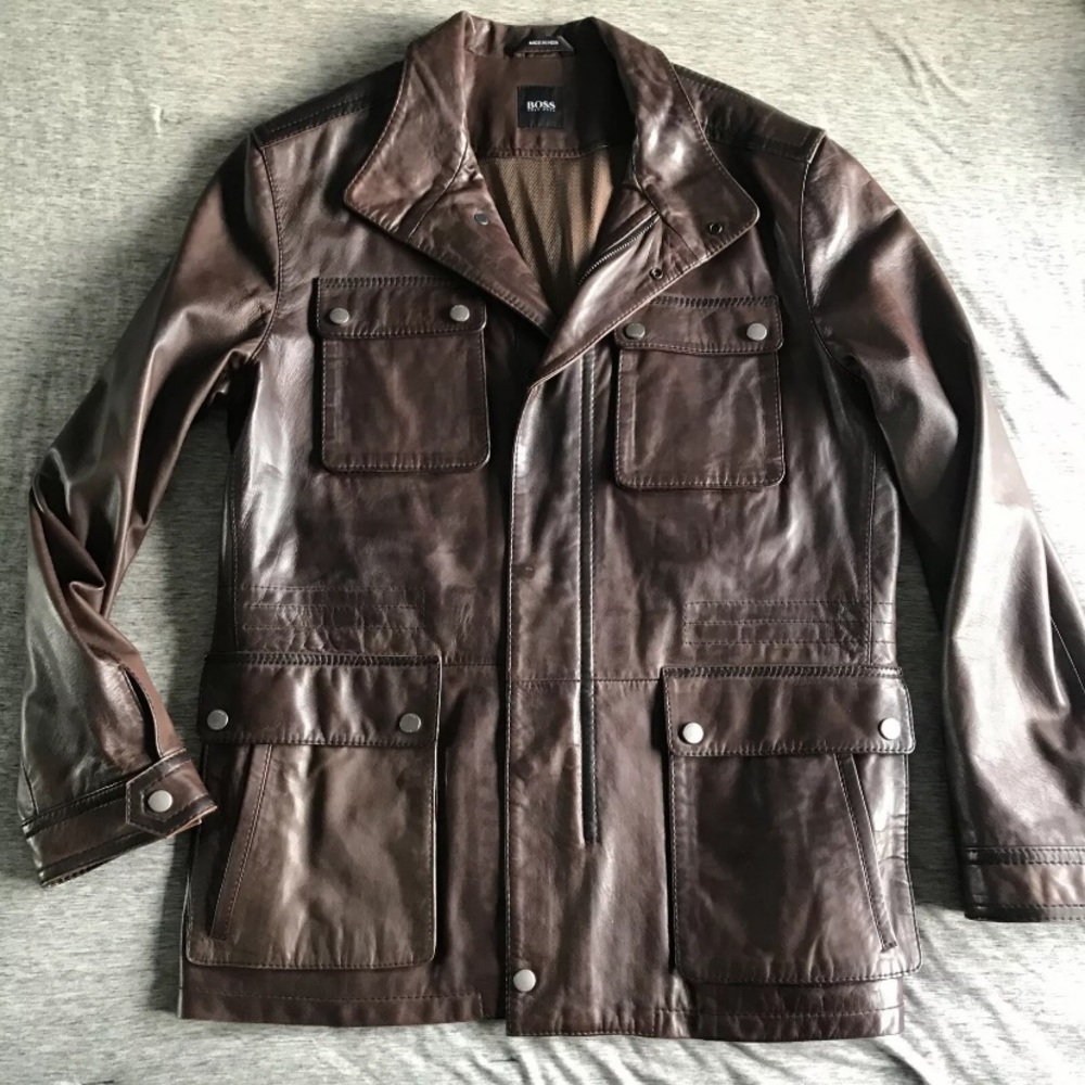 Vintage Hugo Boss lamb skin leather jacket